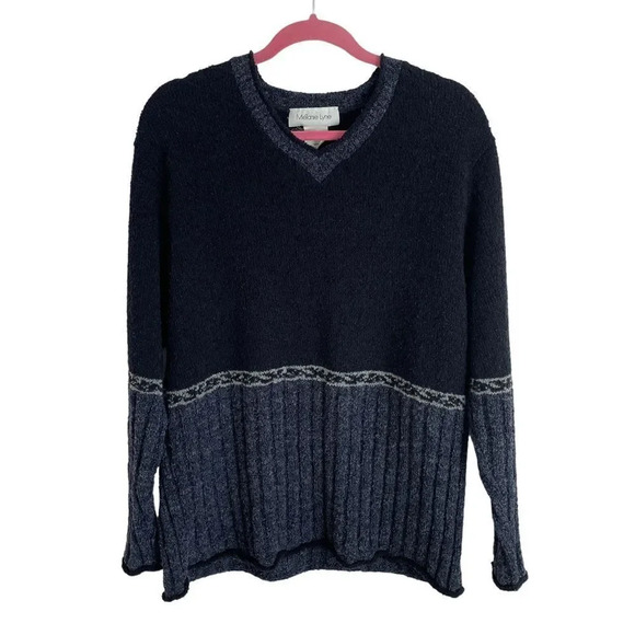 Vintage 90s wool blend V neck  grandpa‎ sweater M - Picture 1 of 8